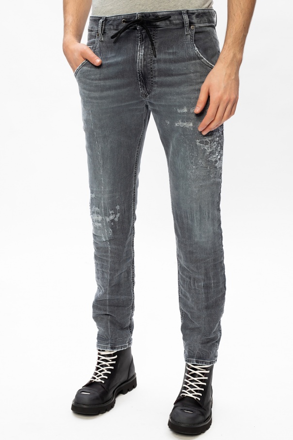 Men's Clothing | cut jeans - Diesel 'Krooley Jogg' raw | Svarta